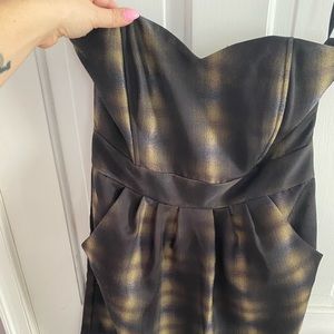 H and M Strapless plaid dress